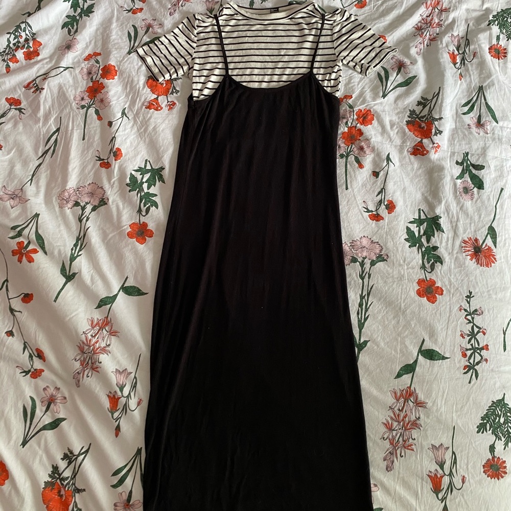 Forever 21 Midi Bodycon Pinafore Dress